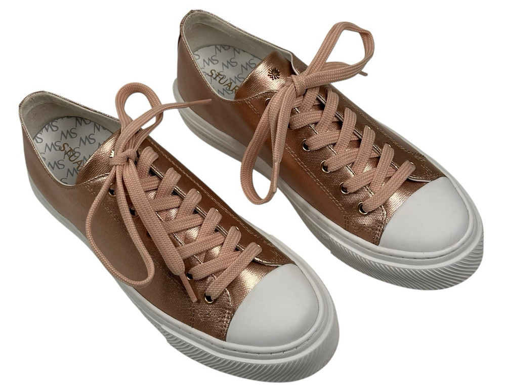 Stuart Weitzman 25mm Ollie Platform Metallic Canvas Sneaker Womens 7.5B New $275